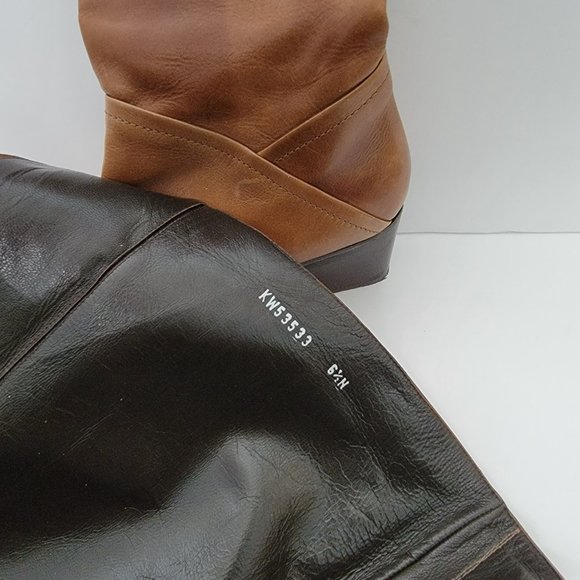 Stuart Weitzman | Brown Leather Over the Calf Rider Heeled Boots - Picture 14 of 15